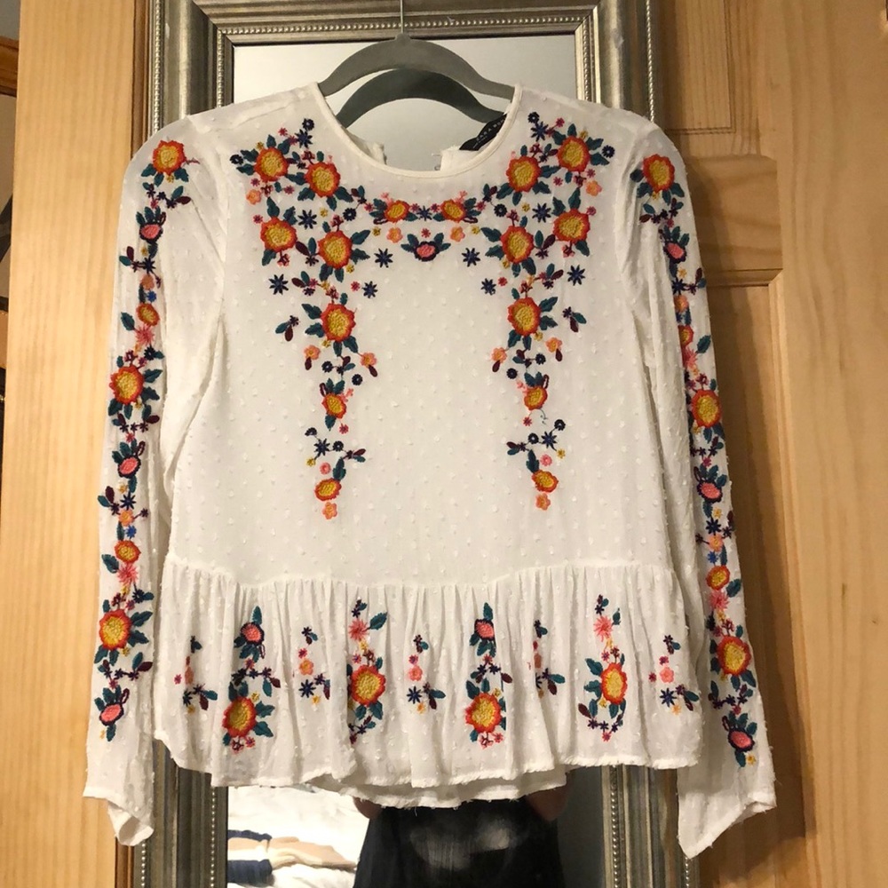 Zara embroidered top